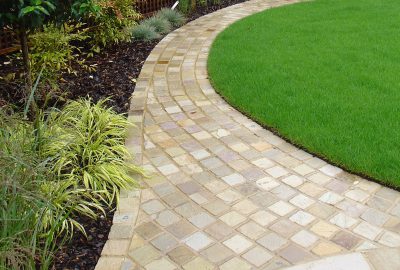 Circular lawn in garden