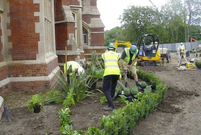 Planting being planted at hospital