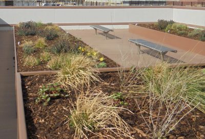 Roof garden with podiums