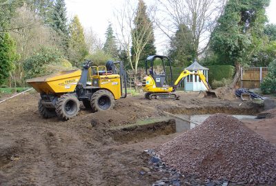 Site clearance with plant machinery
