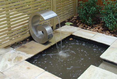 Small water feature in garden